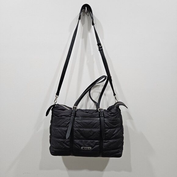 Burberry Handbags - BURBERRY Abbey Quilted Black Nylon Diaper Tote Bag Leather Trim Crossbody Luxury